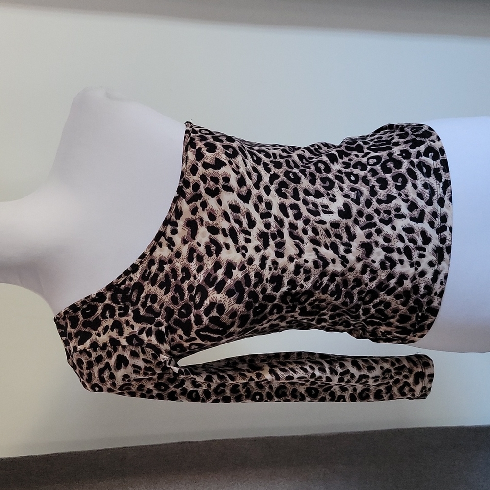 Suzette Collection One Shoulder Animal Leopard Print Top S/M